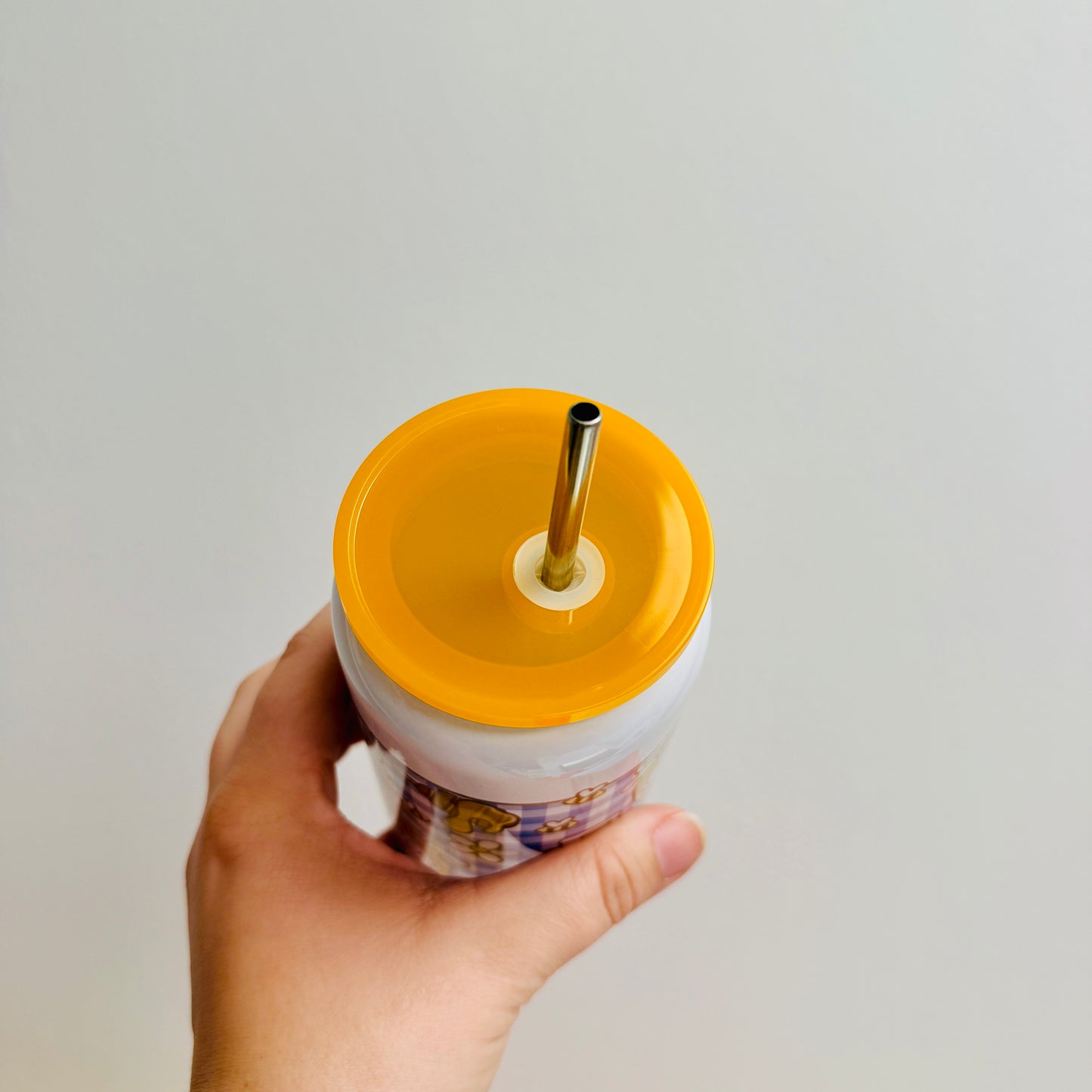 16 oz Stainless Steel Cup, Honey Bears on Gingham