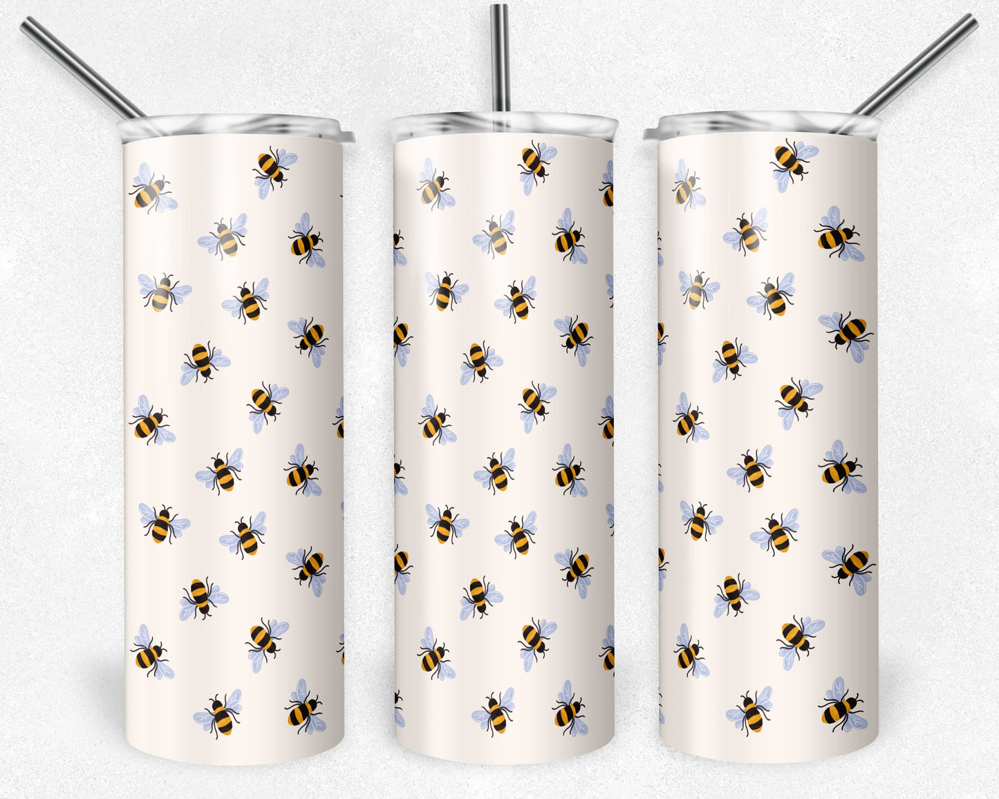 20 oz Skinny Tumbler, Cutesy Bees Pattern