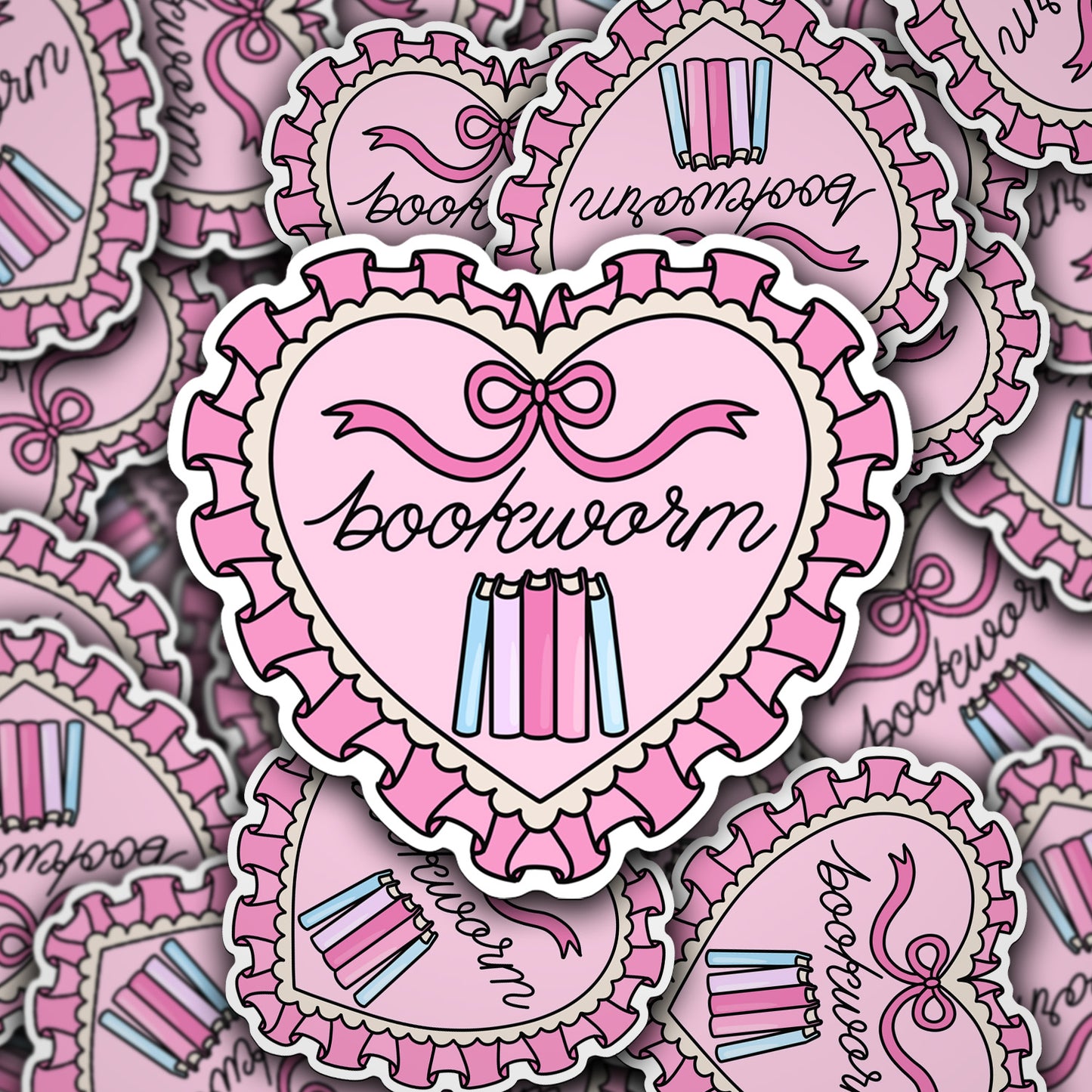 Vinyl Decal Bookworm Heart
