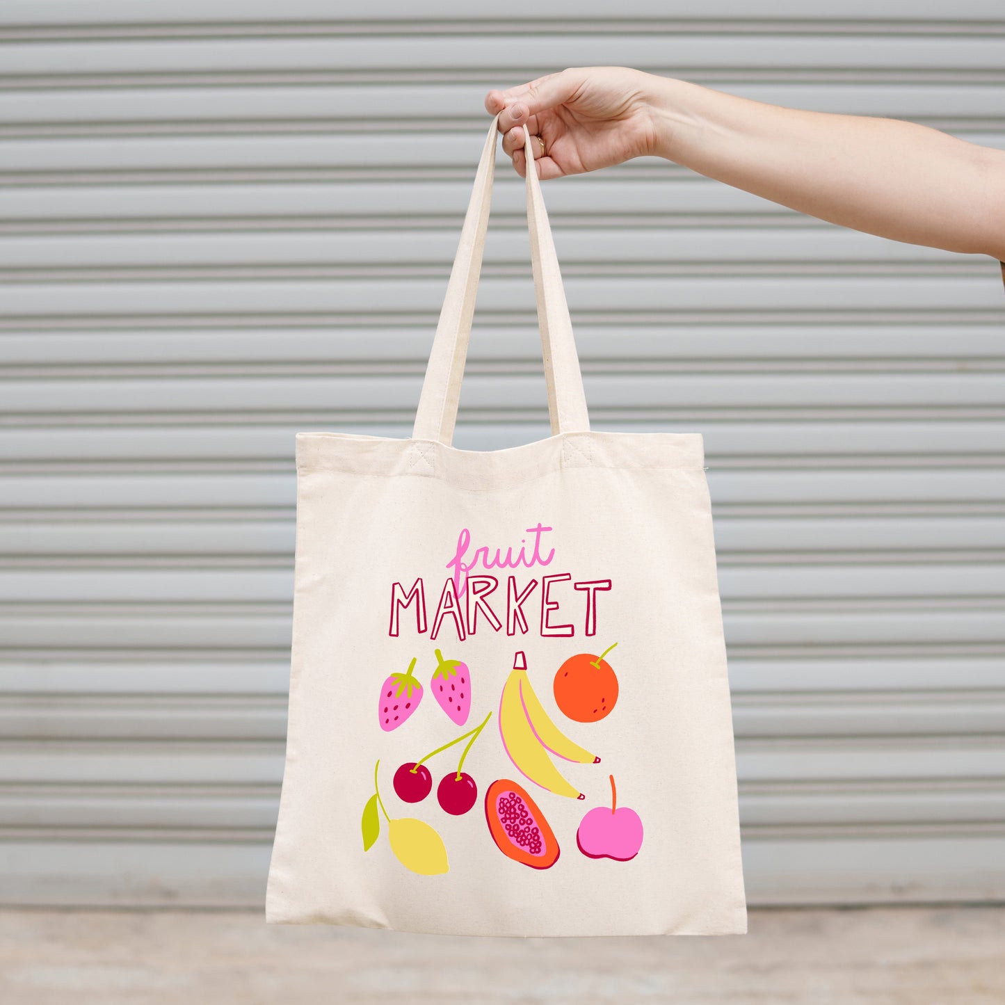 Canvas Tote Bag, Colorful Fruit Market