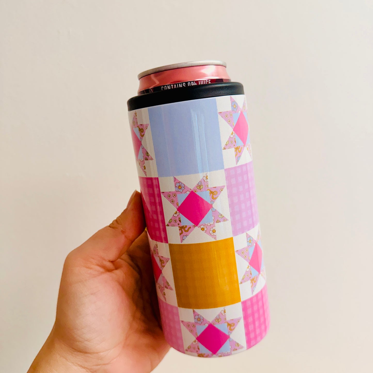 Slim Can Cooler, Bright Pink Quilt Pattern