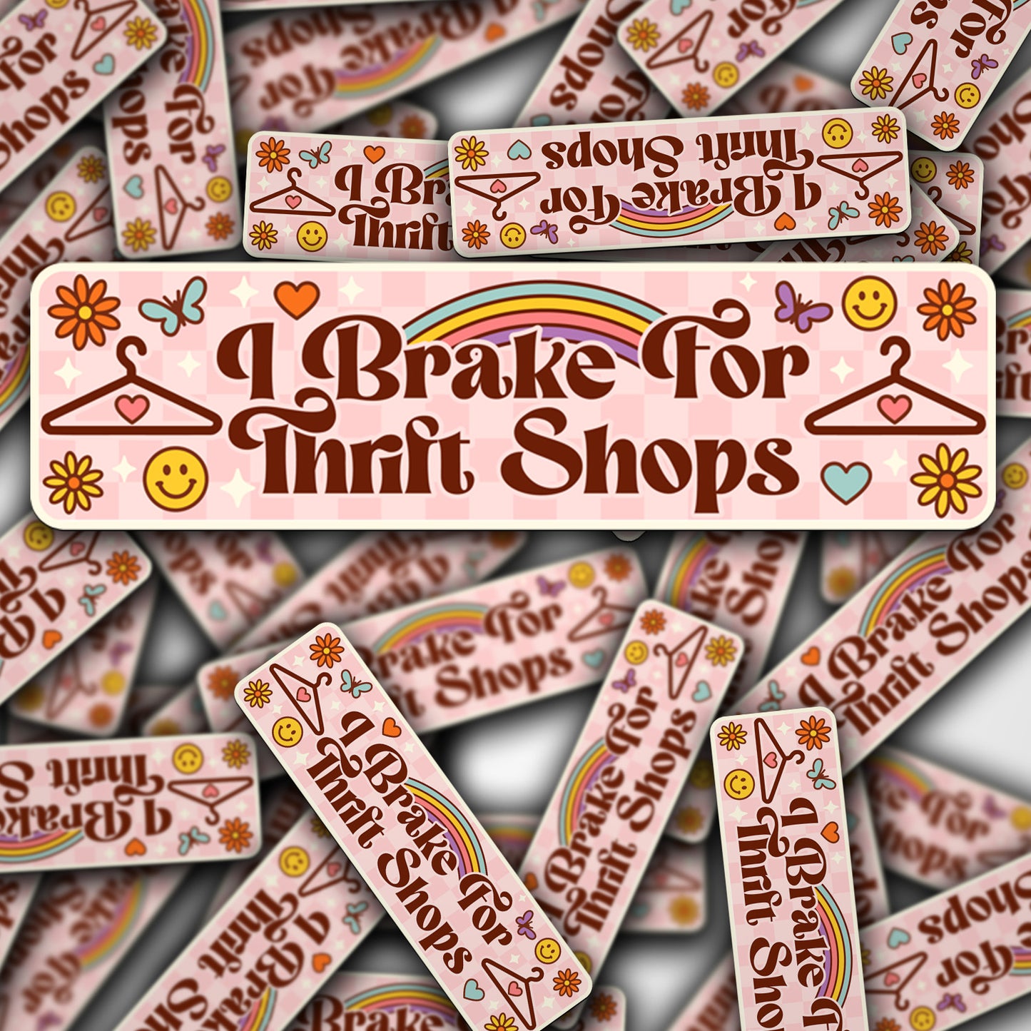 Vinyl Car Decal Rainbow I Brake For Thrift Shops
