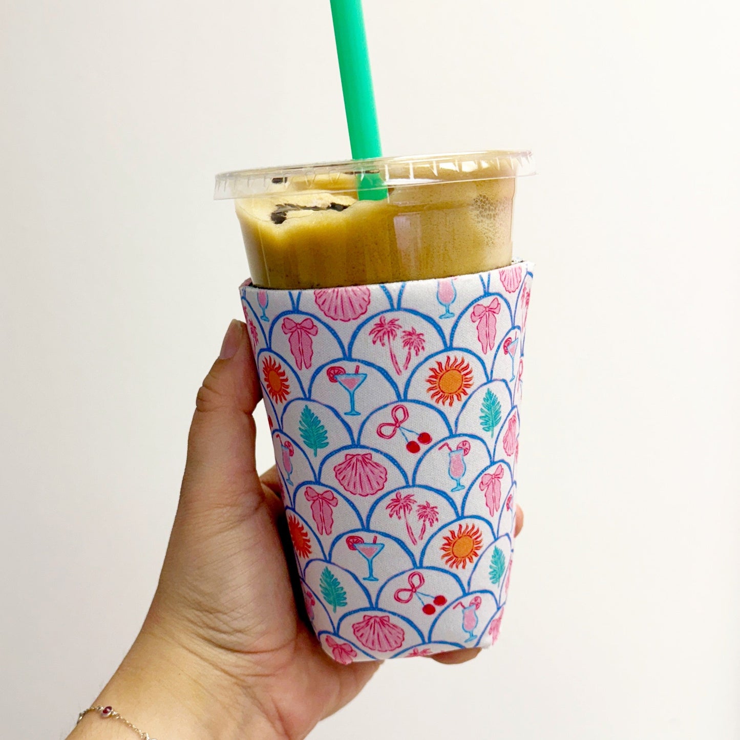 Iced Coffee Sleeve, Summer Icons Pattern