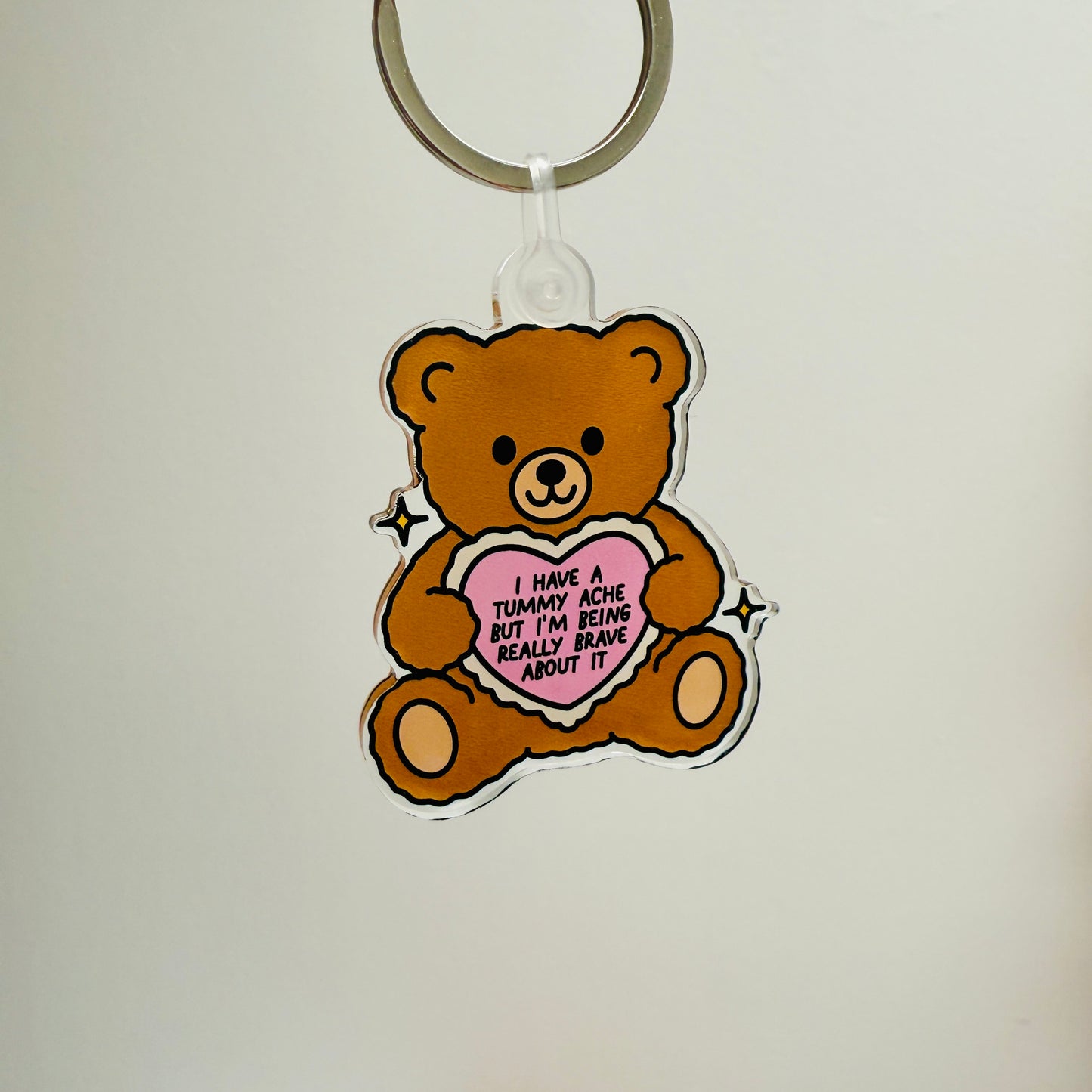 Acrylic Keychain, My Tummy Hurts Teddy Bear