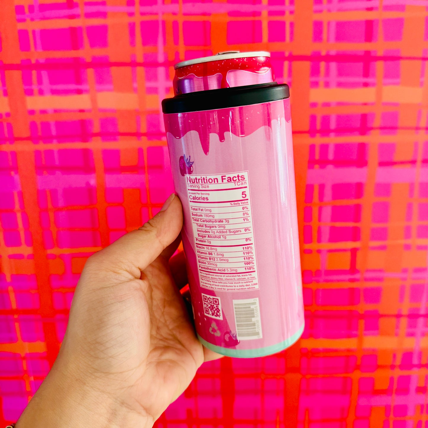Slim Can Cooler, Pink Energy Drink
