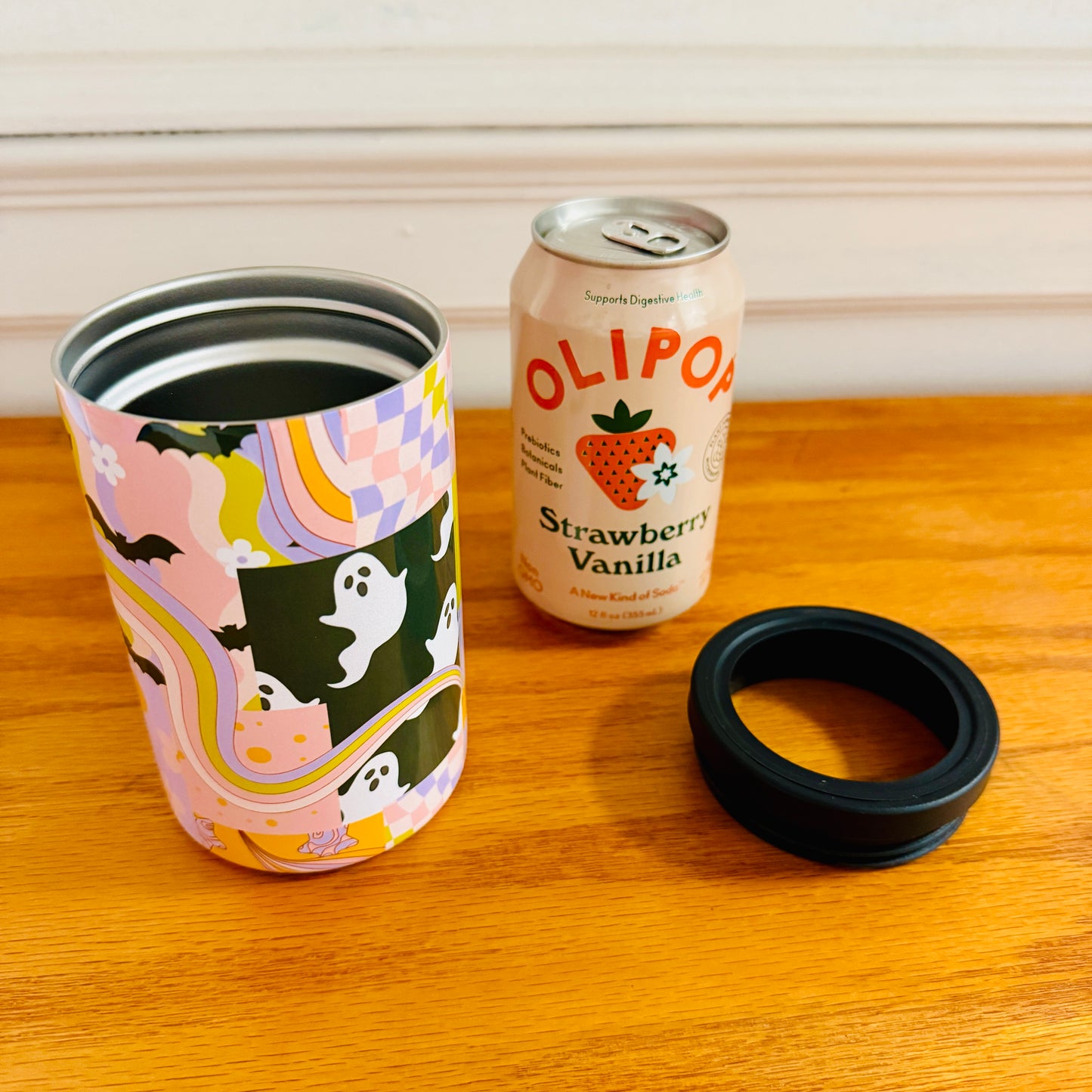 12 oz Can Cooler, Colorful Halloween Collage