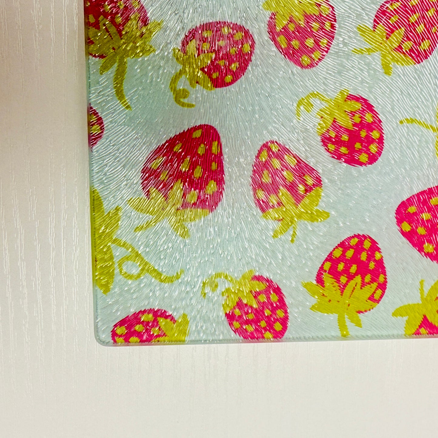 Glass Cutting Board, Strawberry Pattern