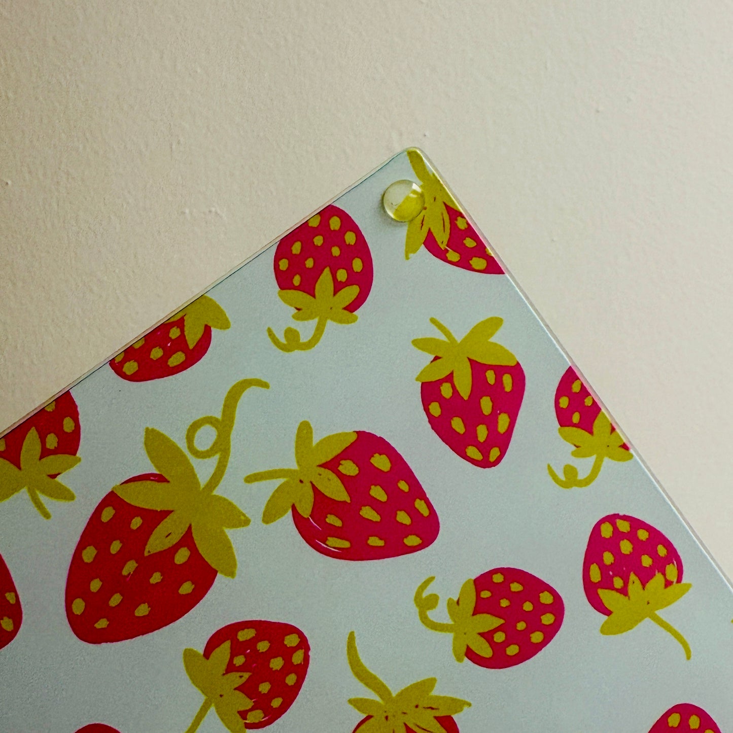 Glass Cutting Board, Strawberry Pattern