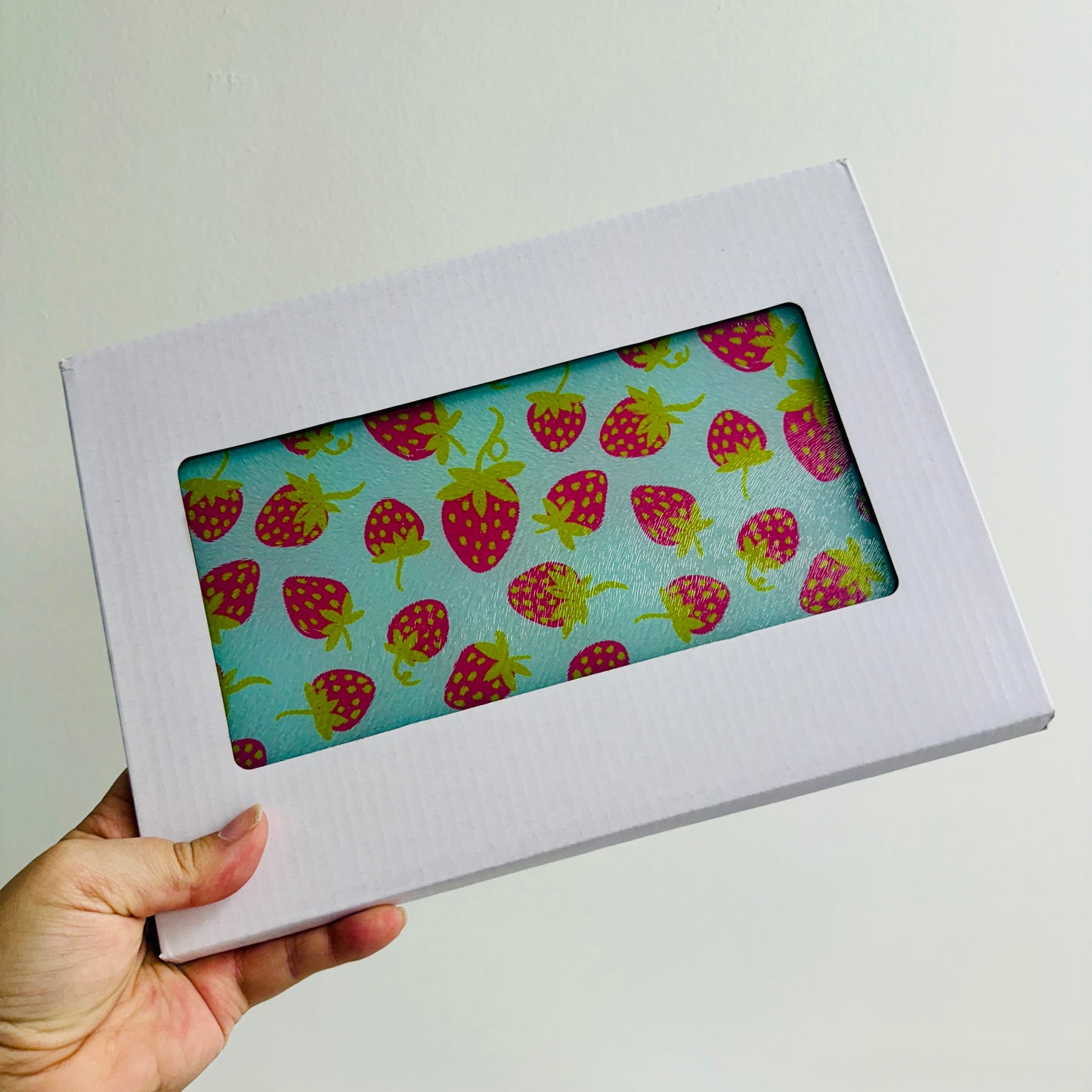 Glass Cutting Board, Strawberry Pattern