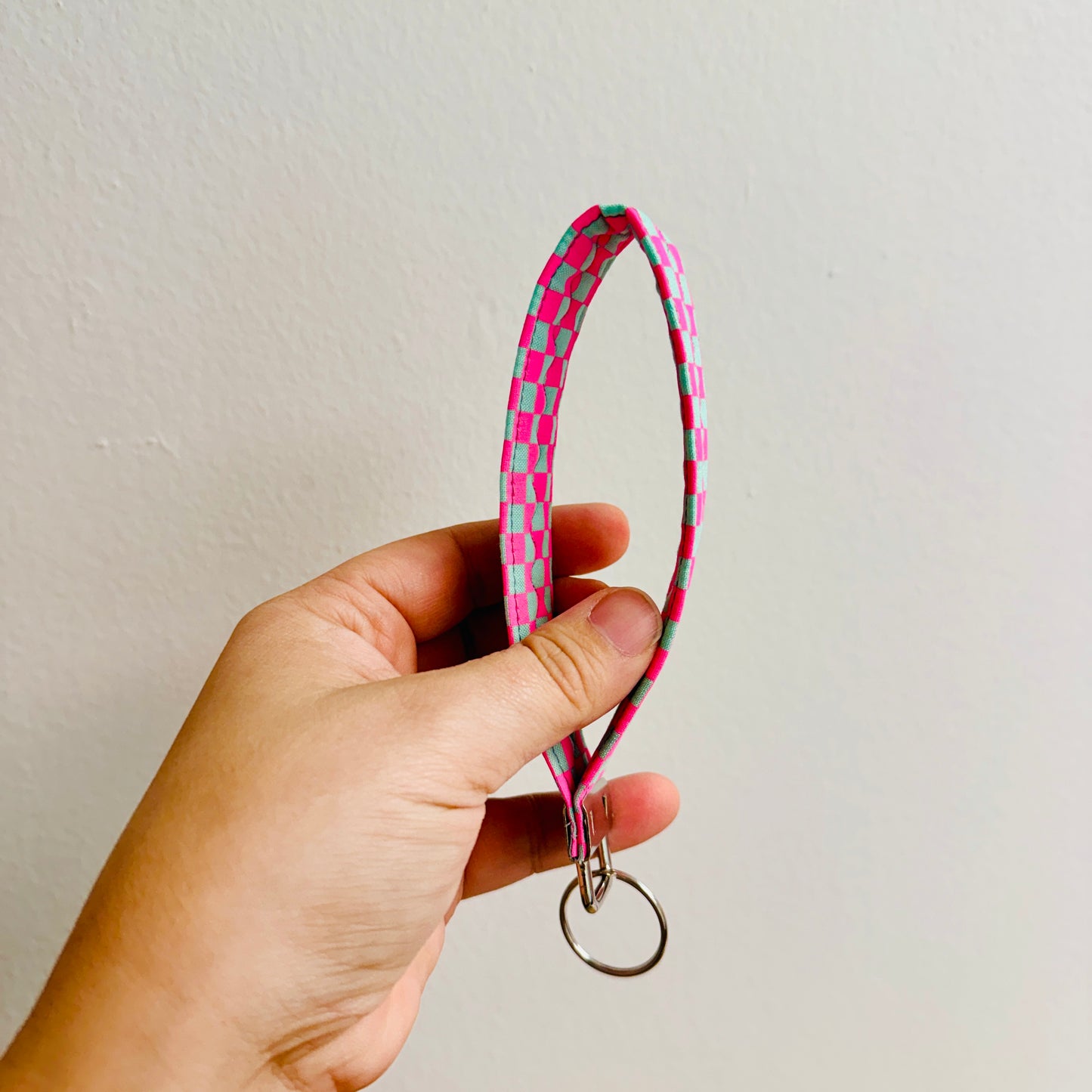 Wristlet, Pink & Mint Checker Pattern