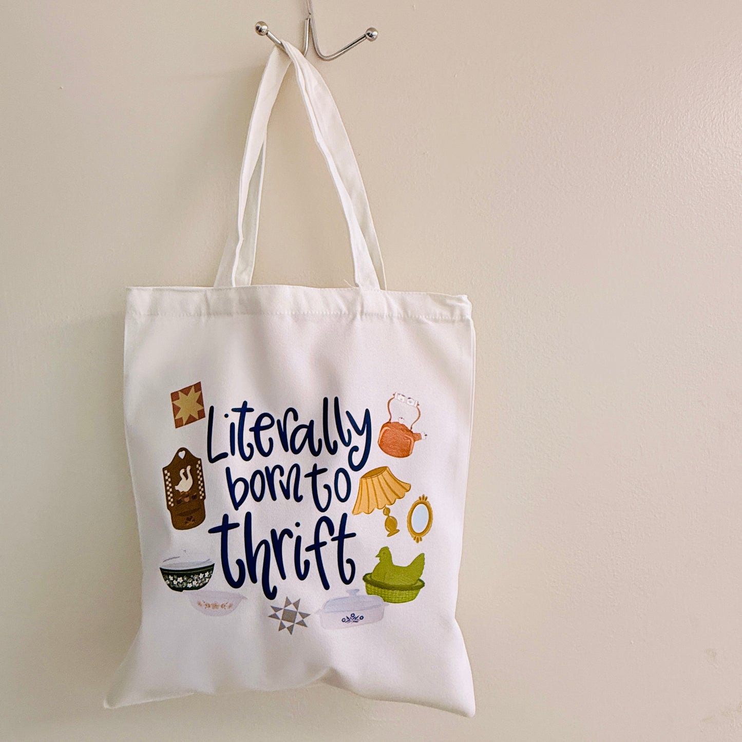 Canvas Tote Bag, Literally Born To Thrift