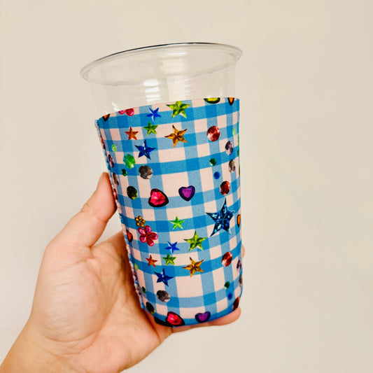 Iced Coffee Sleeve, Whimsy Pattern