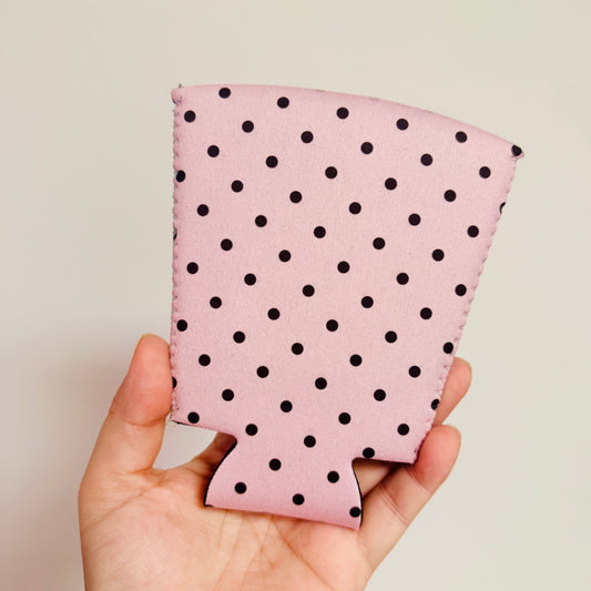 Iced Coffee Sleeve, Pink & Brown Polka Dot Pattern