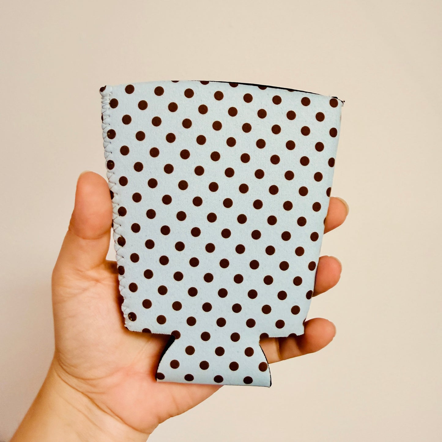 Iced Coffee Sleeve, Blue & Brown Polka Dot Pattern