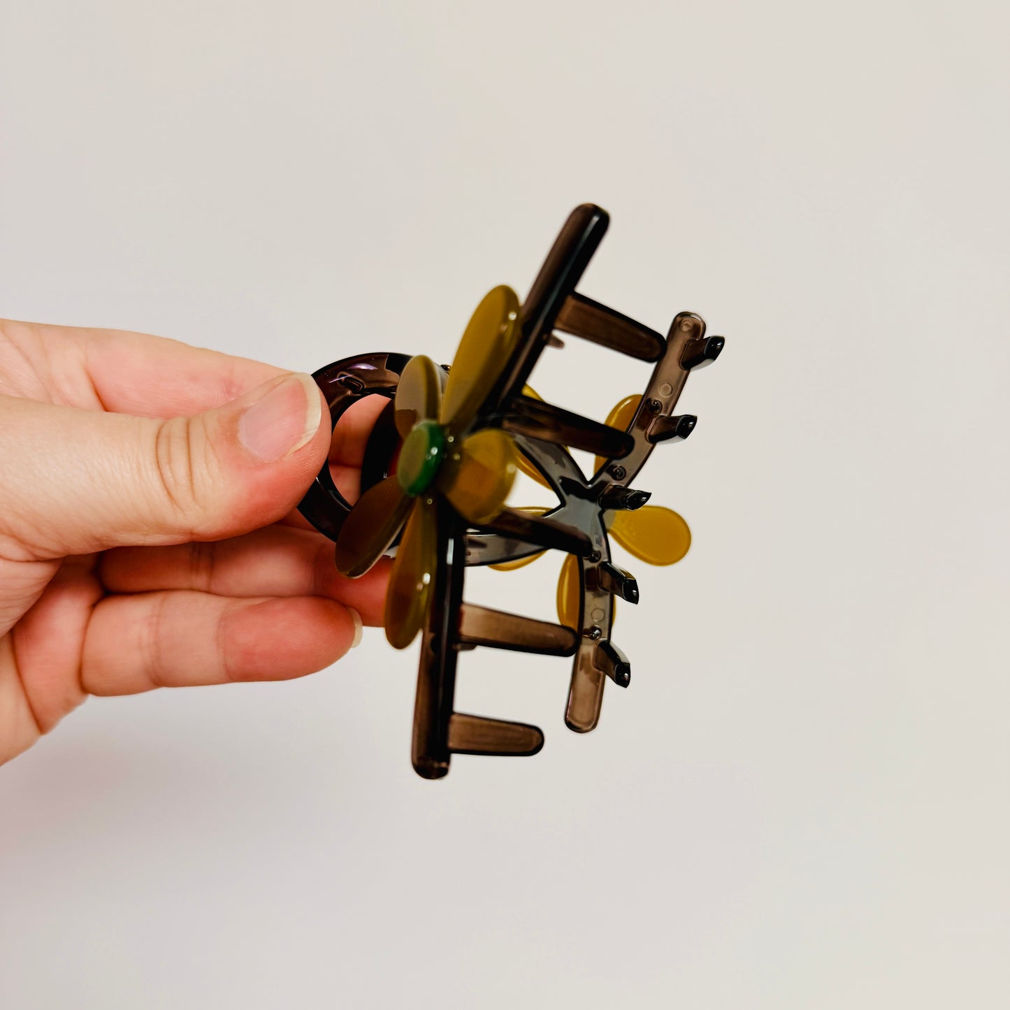 Hair Clip, Brown With Flower