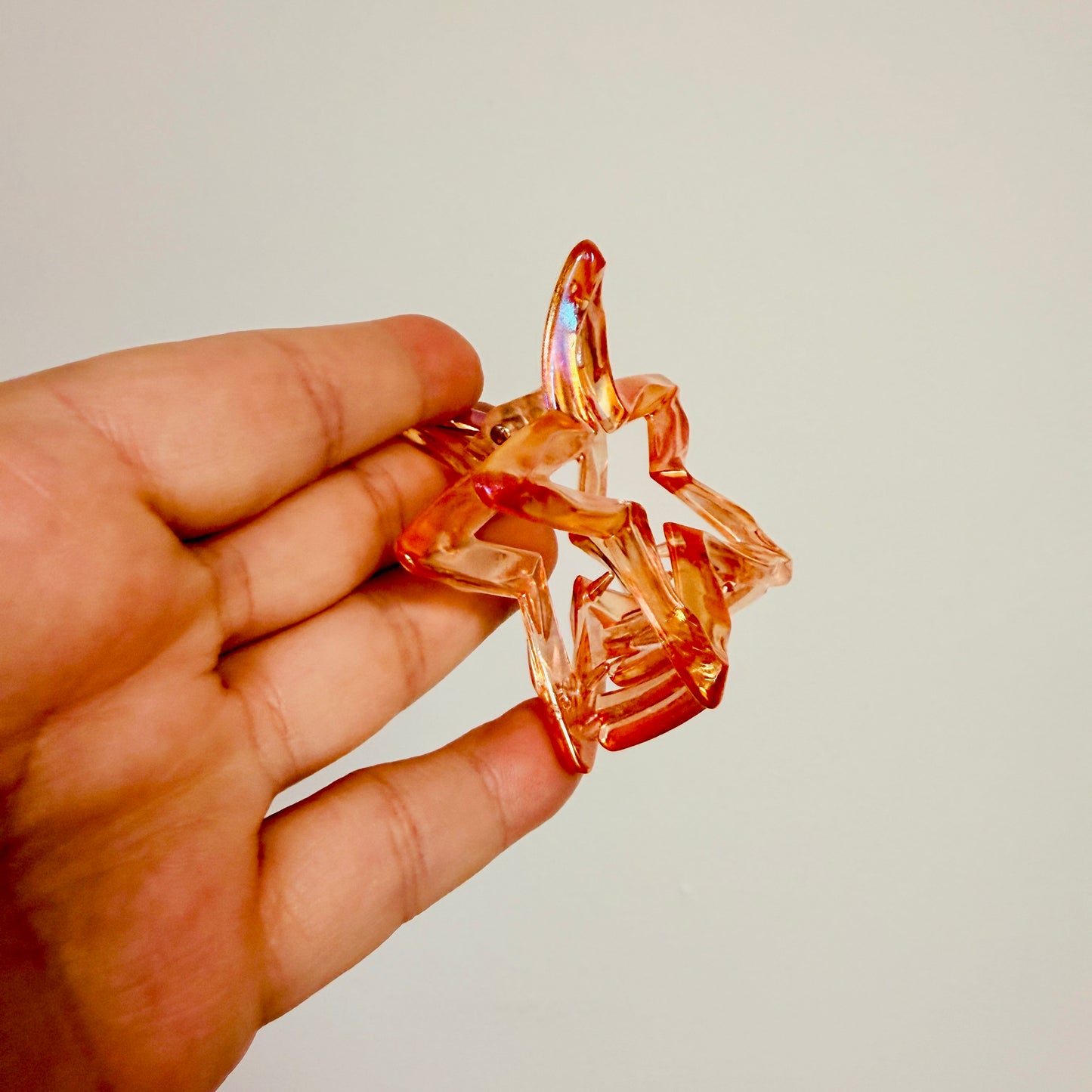 Hair Clip, Iridescent Orange Star