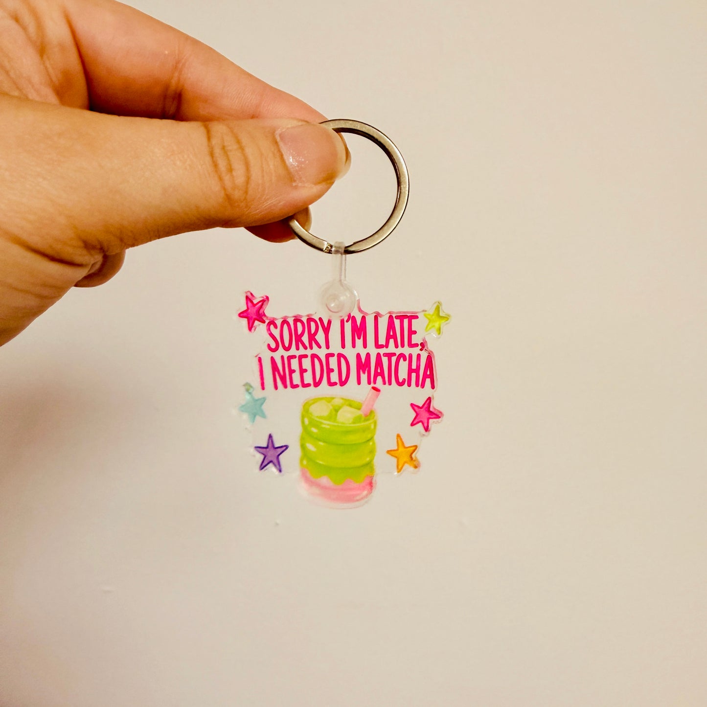 Acrylic Keychain, Sorry I'm Late I Needed Matcha