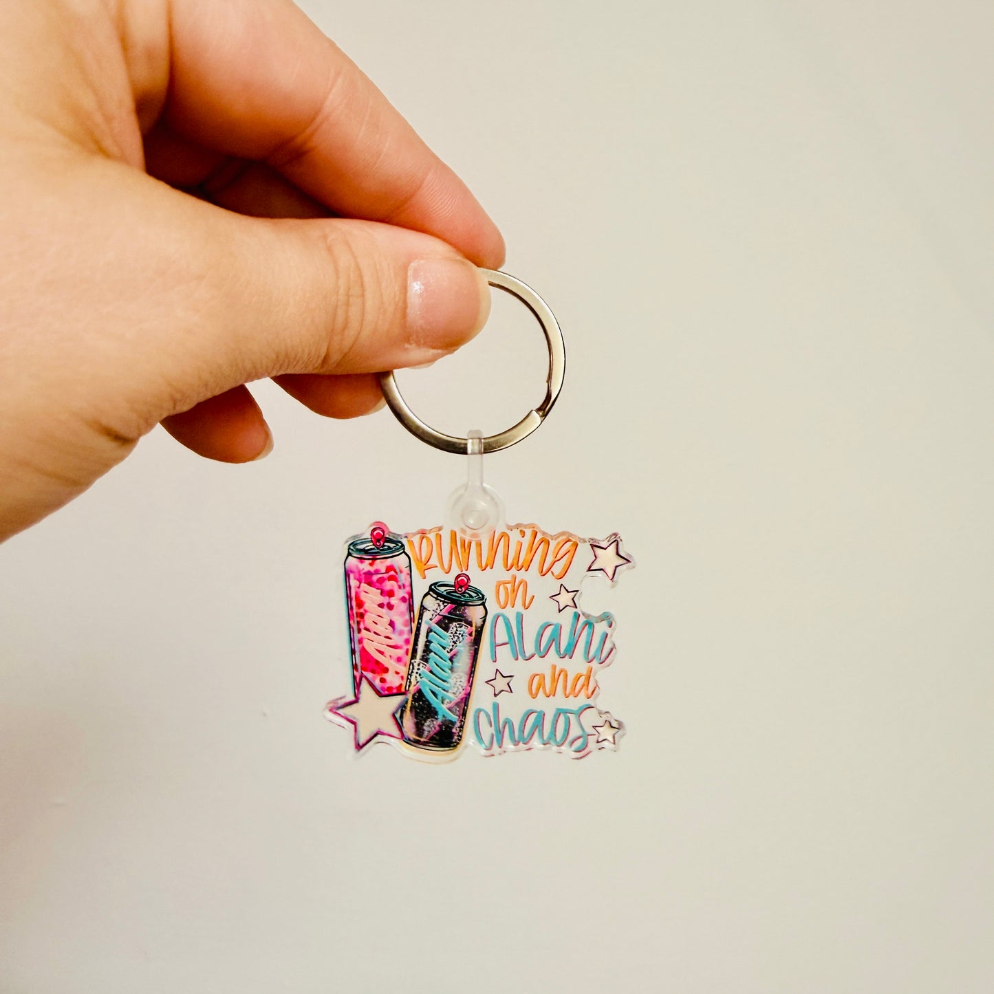 Acrylic Keychain, Running On Energy Drinks And Chaos