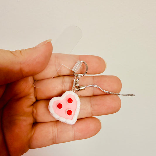 Phone/Kindle Charm, Pink Heart Cake
