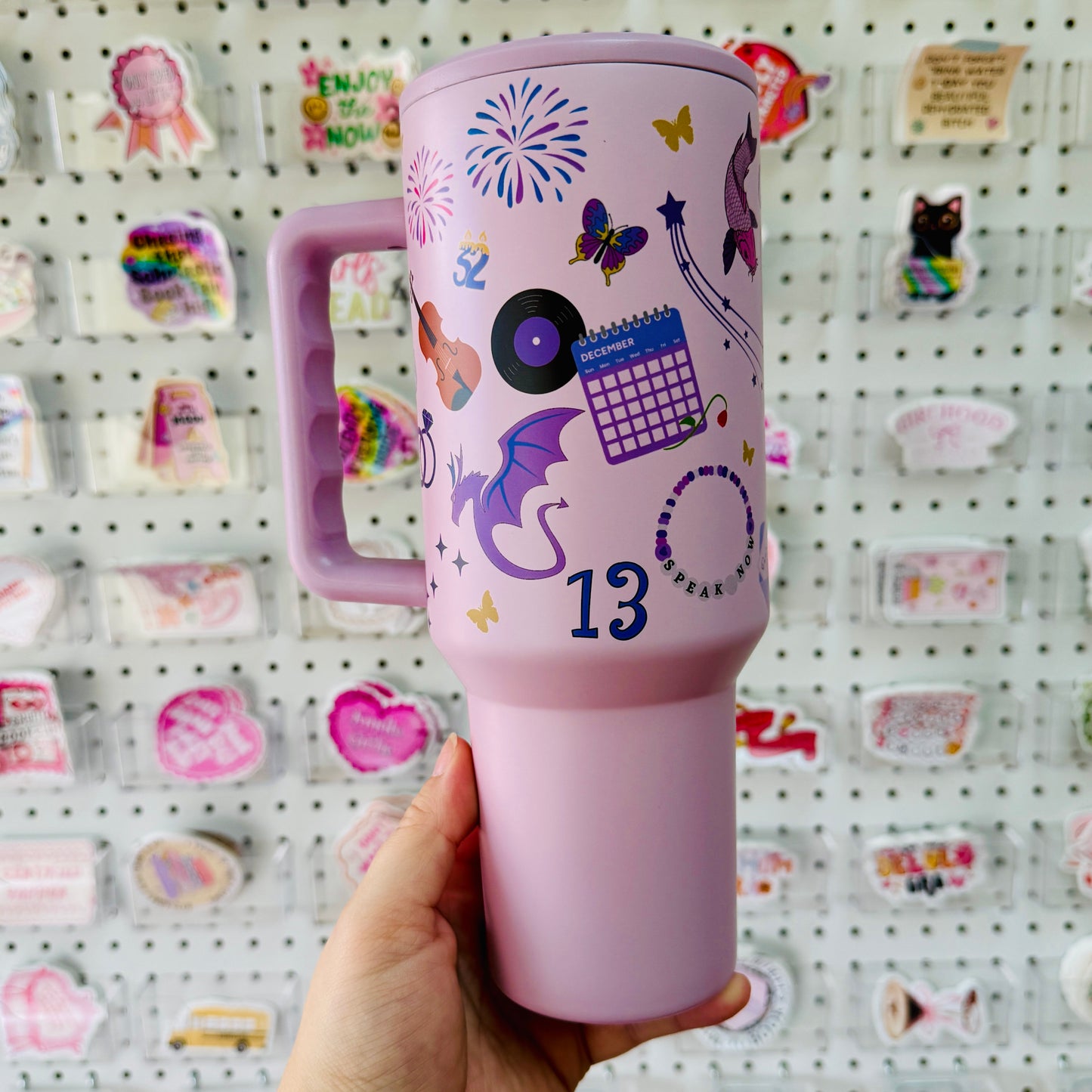 40oz Tumbler with Lid and Straw, Speak Now Inspired Theme on Purple