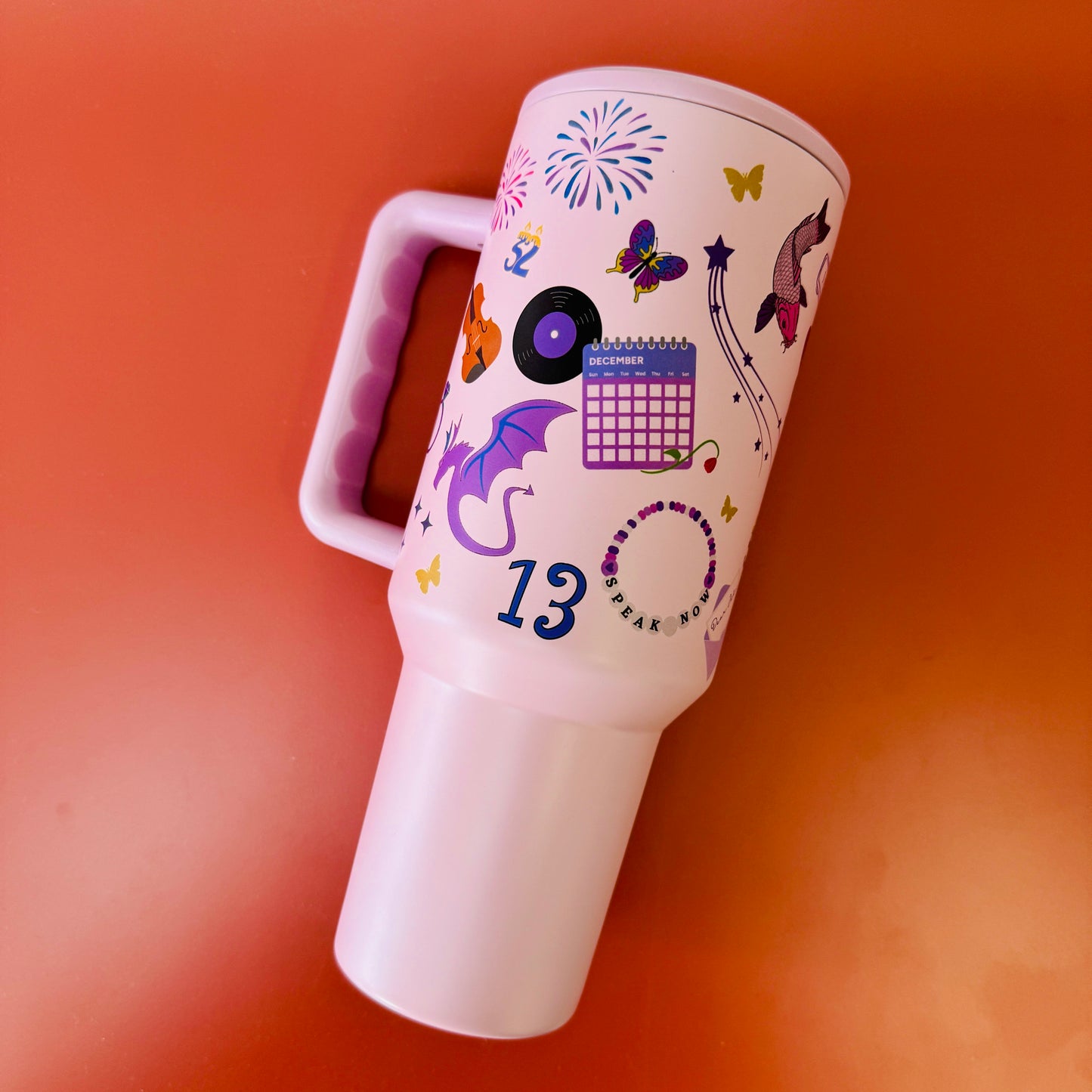 40oz Tumbler with Lid and Straw, Speak Now Inspired Theme on Purple