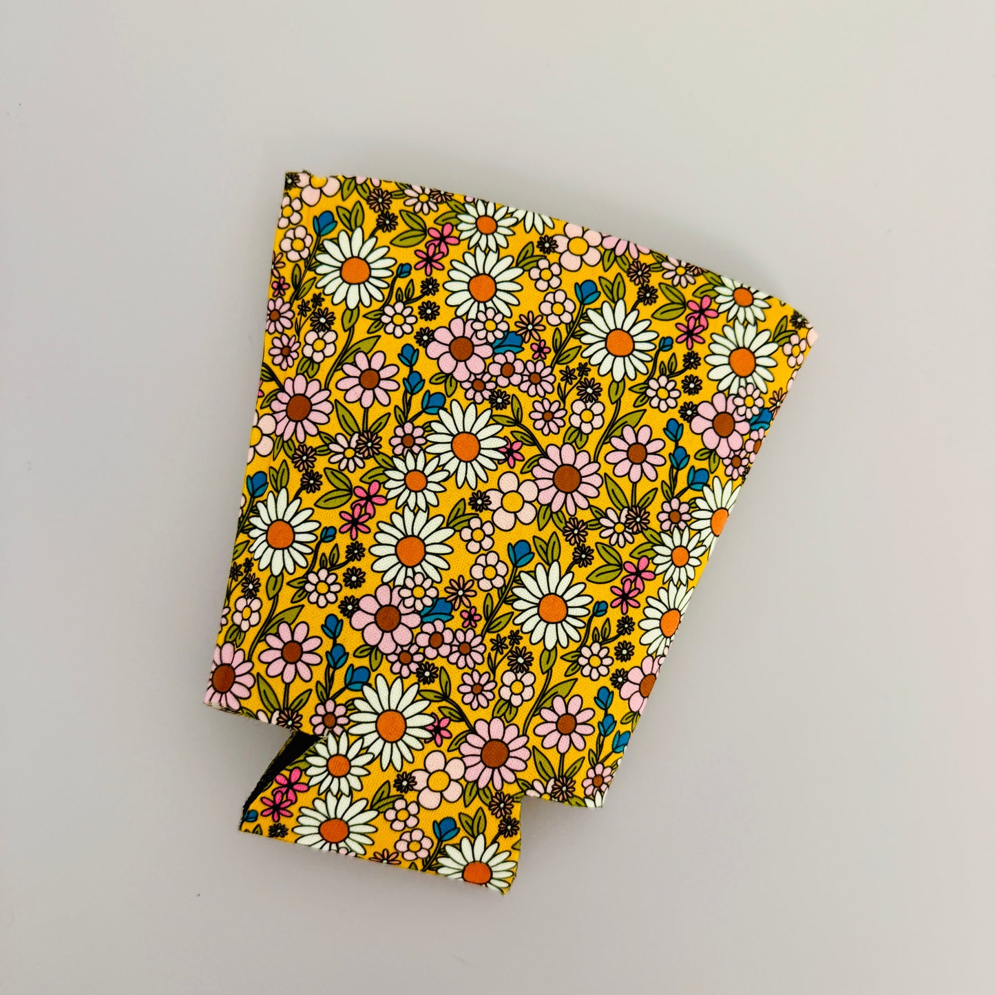 Iced Coffee Sleeve, Mustard Floral Pattern