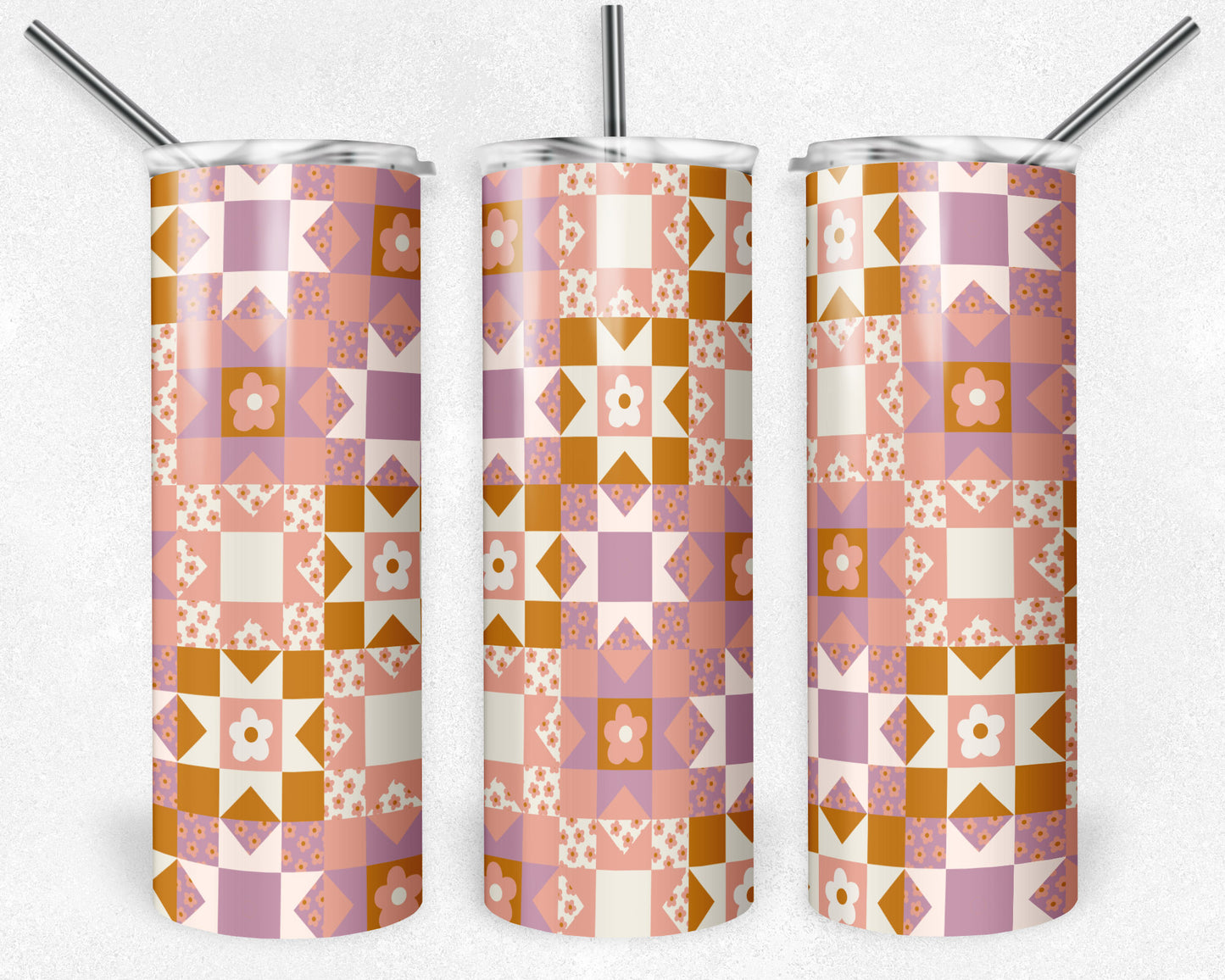 20 oz Skinny Tumbler, Quilted Pattern