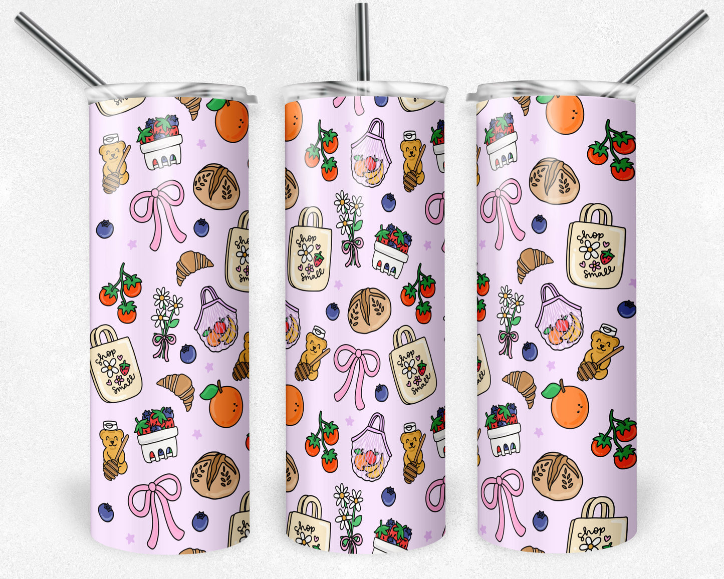 20 oz Skinny Tumbler, Shop Small Farmers Market Pattern