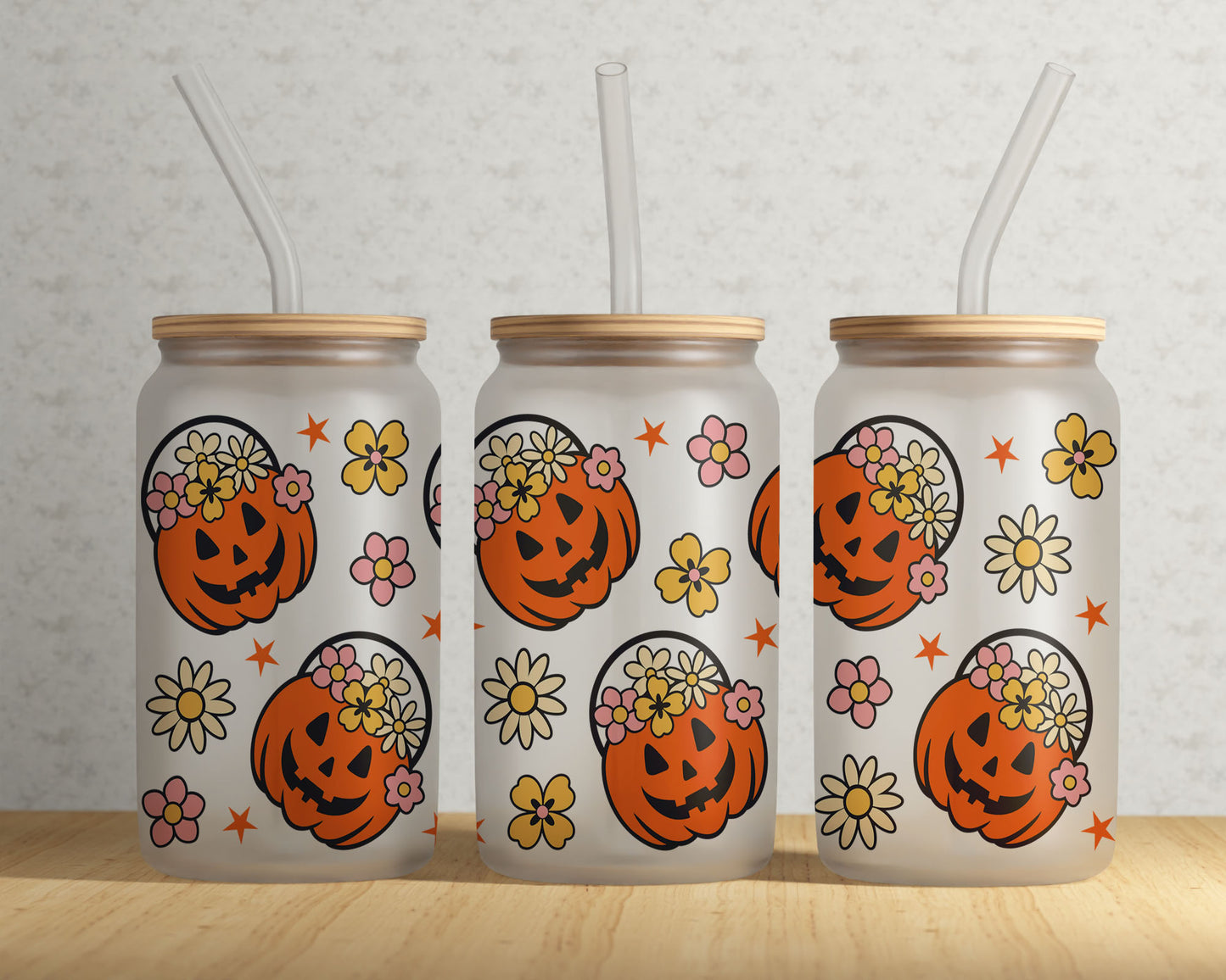 Frosted Can Glass, Pumpkin Pales