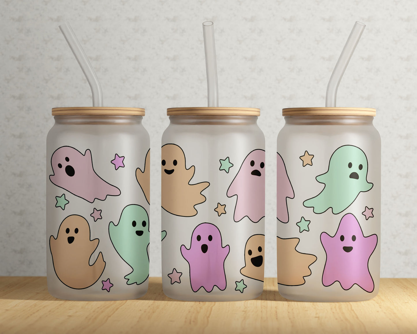 Frosted Can Glass, Pastel Ghosts