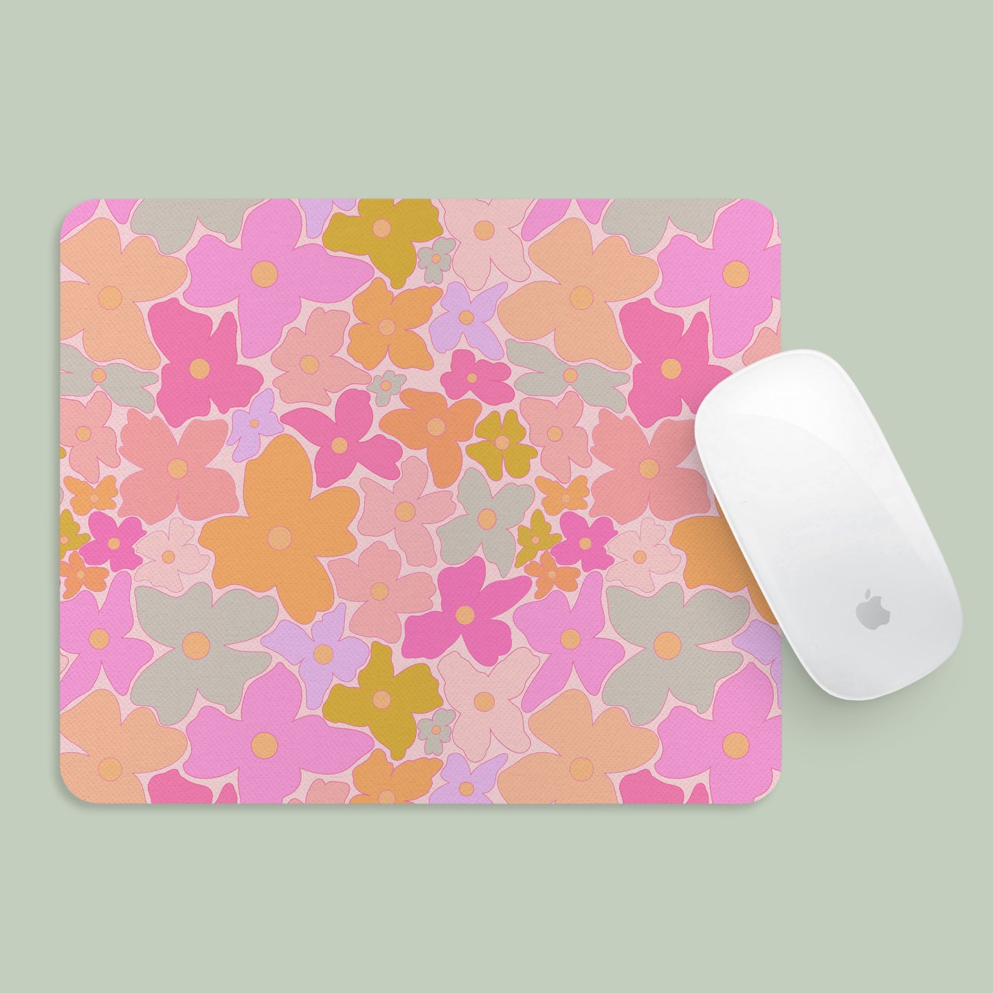 Mousepad Pink Floral Pattern