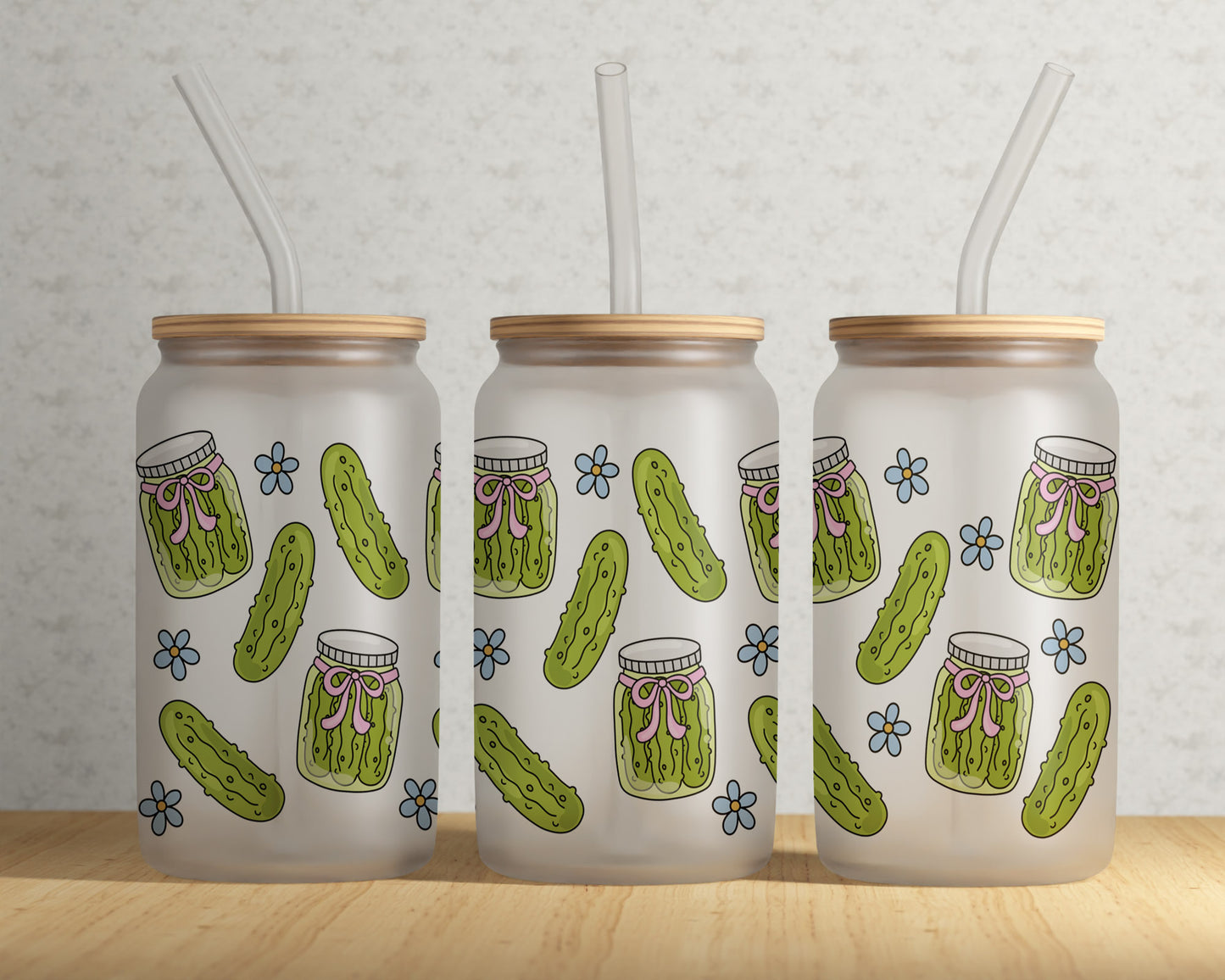 Frosted Can Glass, Pickle Girly