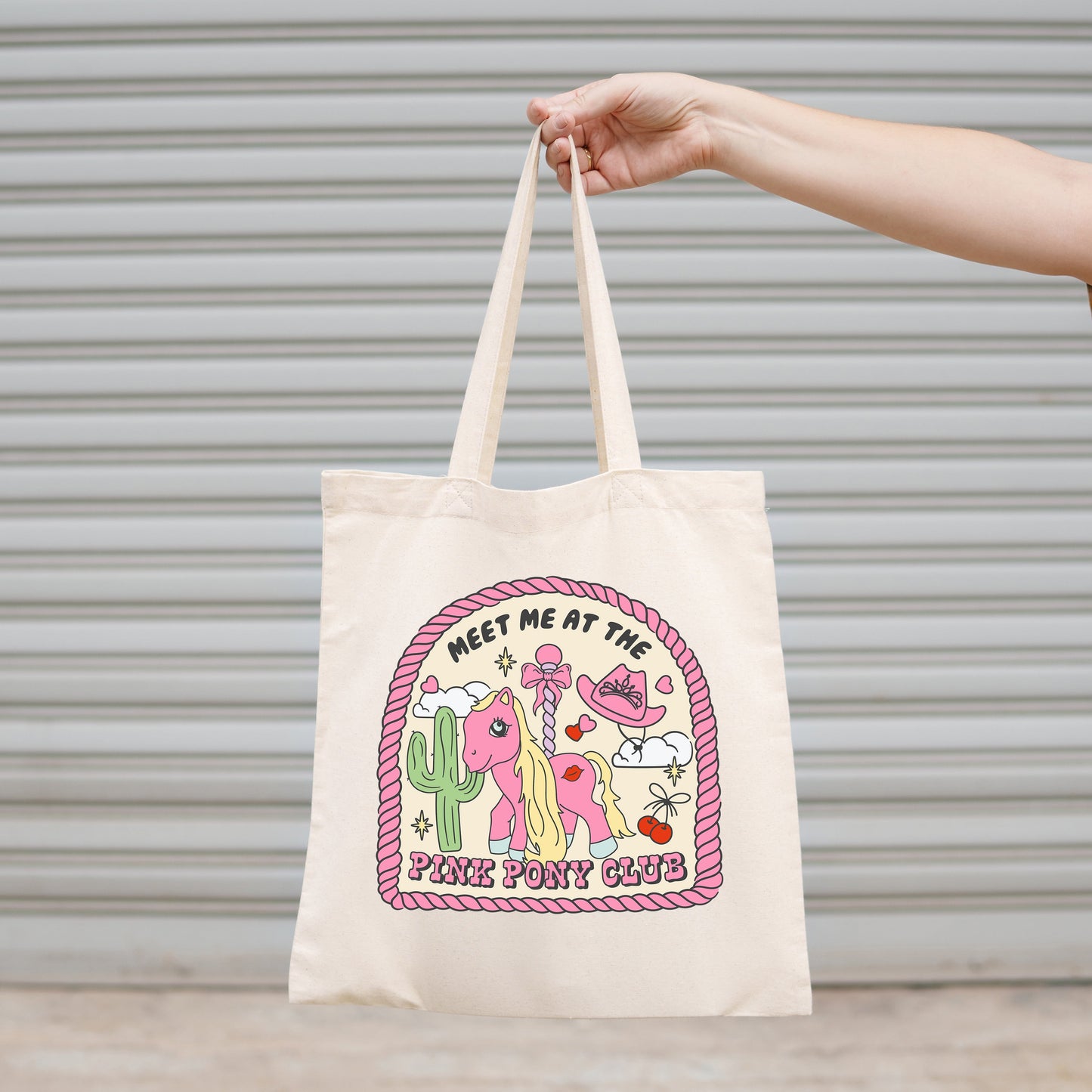 Canvas Tote Bag, Meet Me At The Pink Pony Club