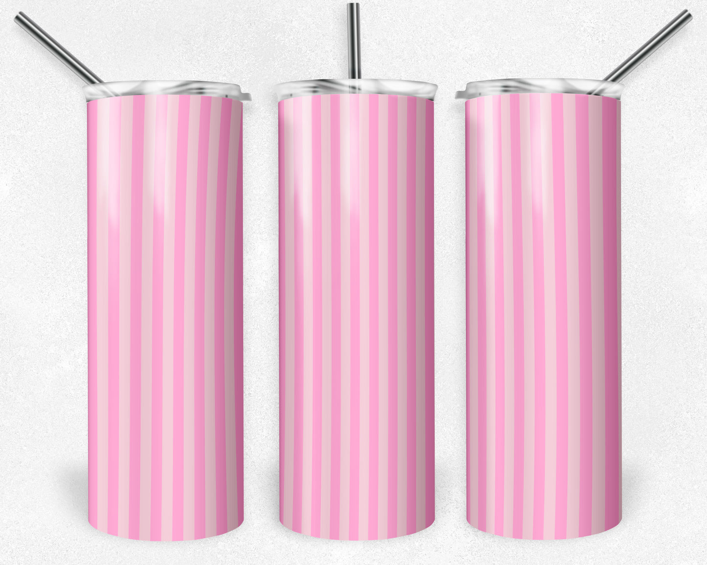 20 oz Skinny Tumbler, Pink Stripe Pattern