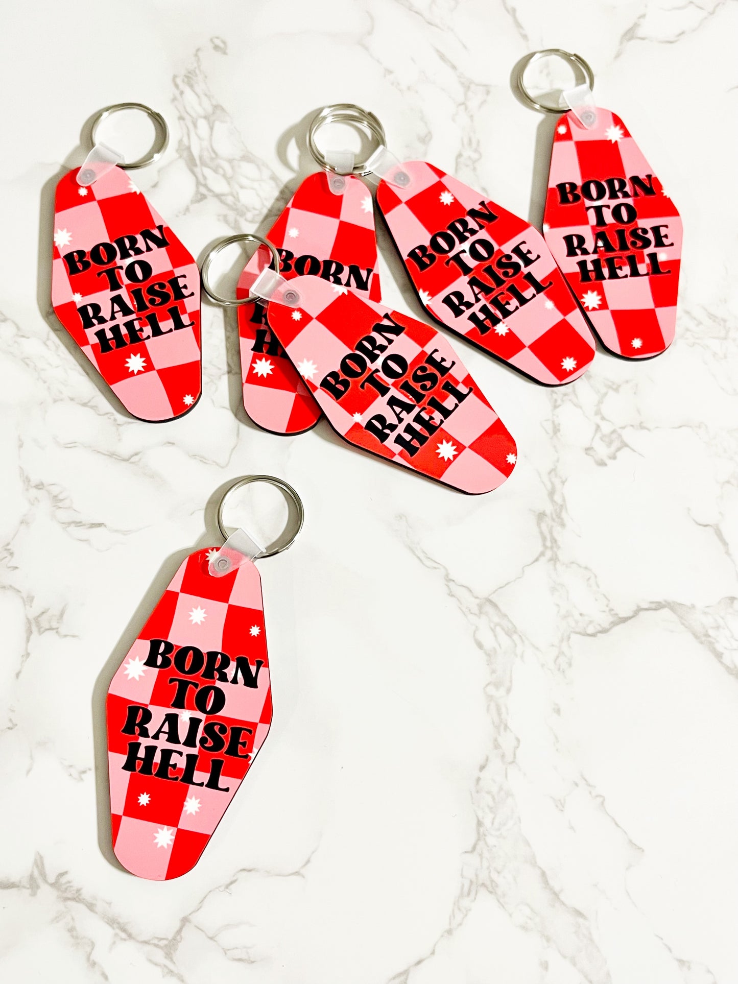 Motel Style Keychain, Born To Raise Hell Design