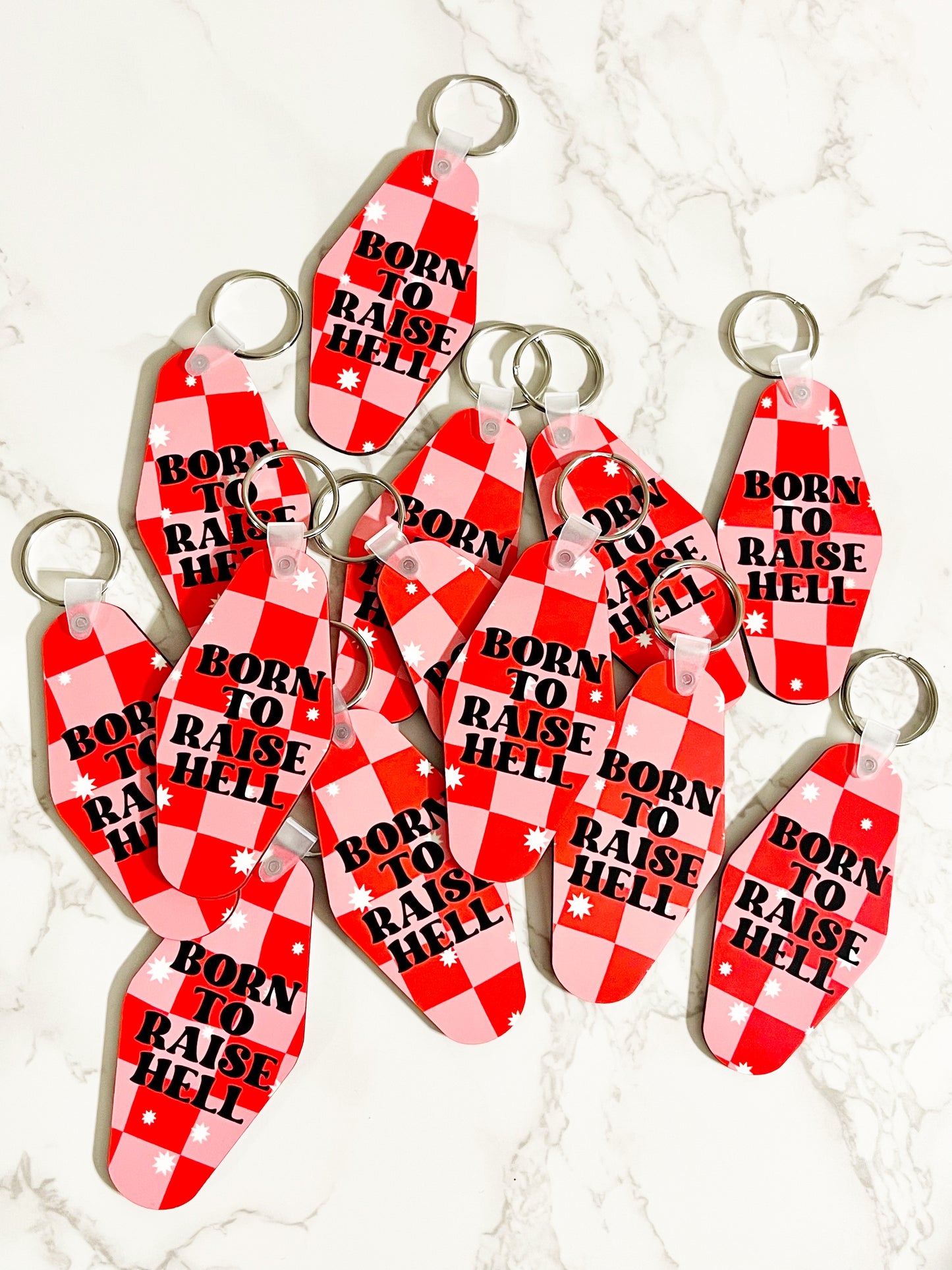 Motel Style Keychain, Born To Raise Hell Design