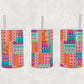 12 oz Kids Skinny Tumbler, Floral Patchwork Pattern