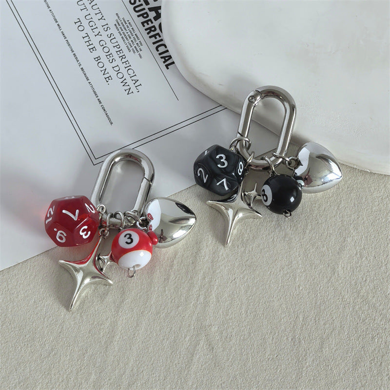Keychain, Carabiner 8 ball and dice
