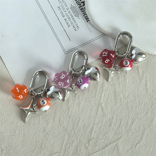 Keychain, Carabiner 8 ball and dice