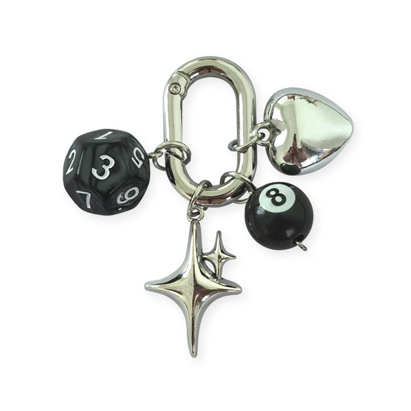 Keychain, Carabiner 8 ball and dice