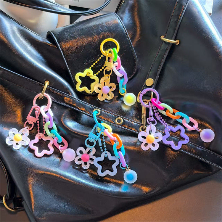 Bag Charm, Acrylic Links and Floral