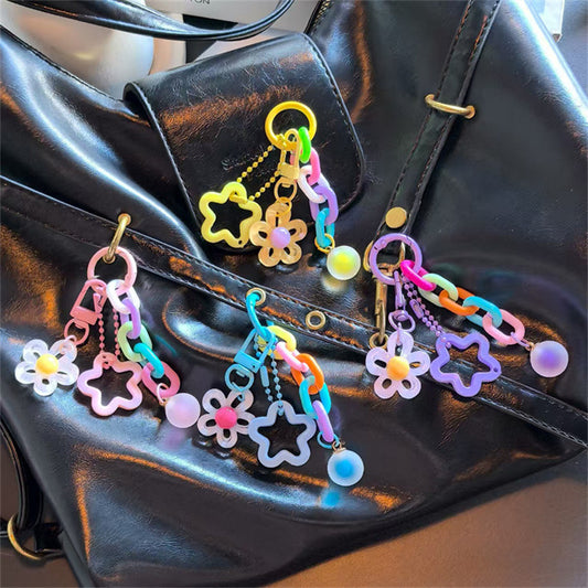 Bag Charm, Acrylic Links and Floral