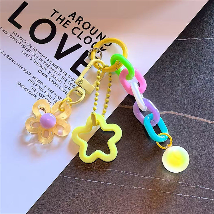 Bag Charm, Acrylic Links and Floral