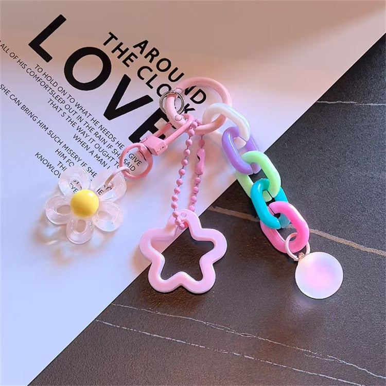 Bag Charm, Acrylic Links and Floral