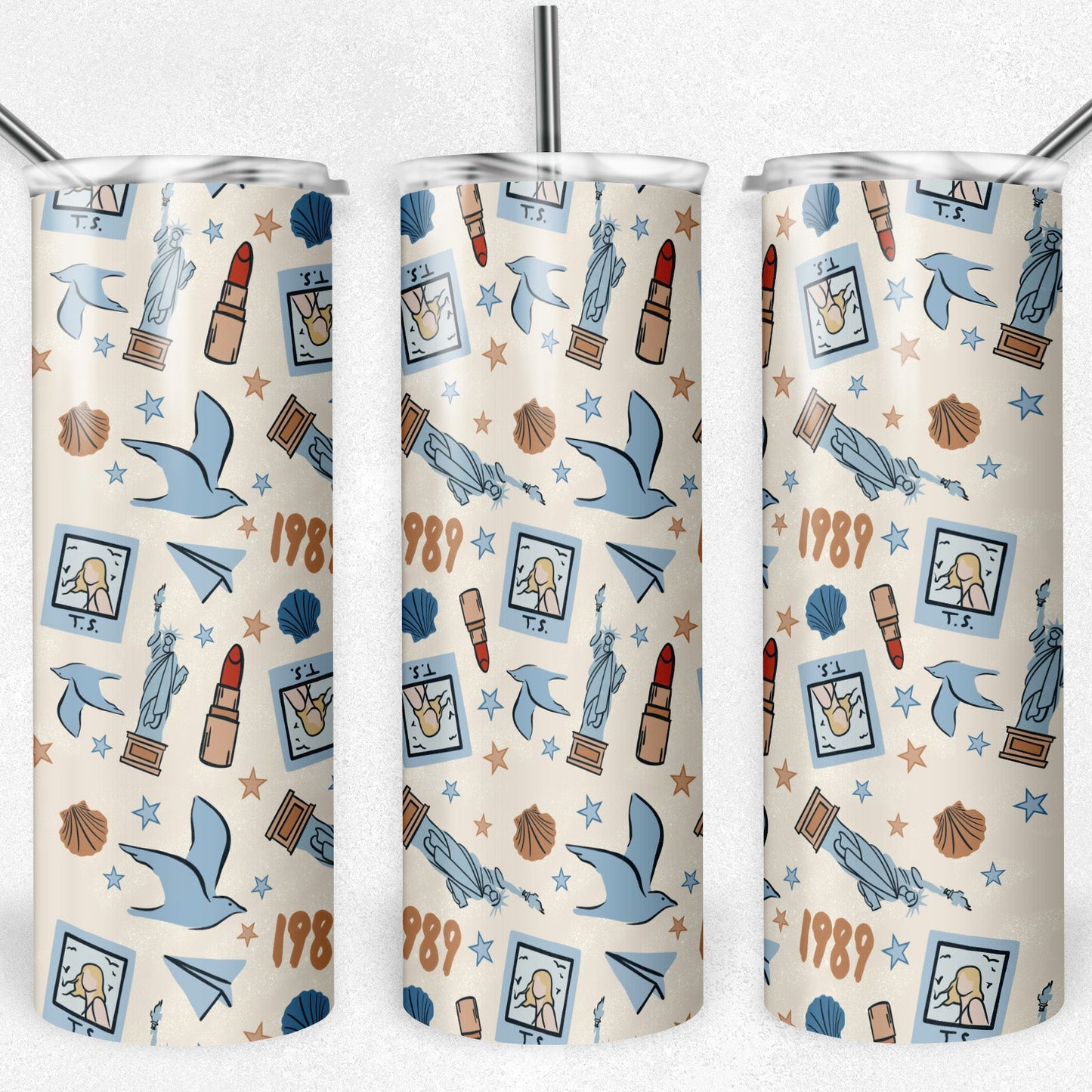 20 oz Skinny Tumbler, 1989 Icons Pattern