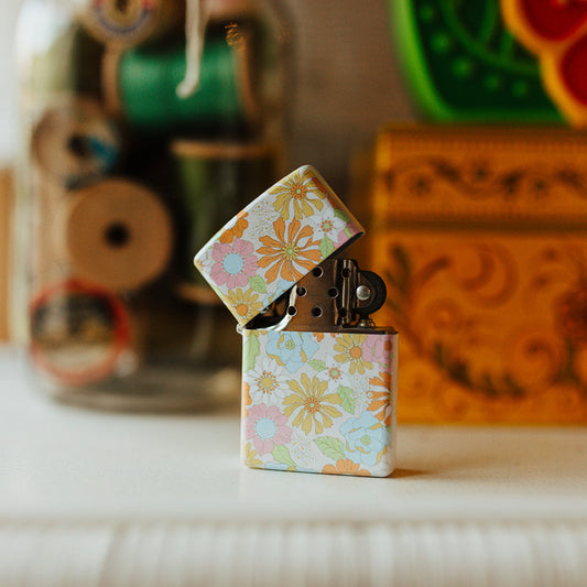Refillable Lighter, Vintage Floral Pattern