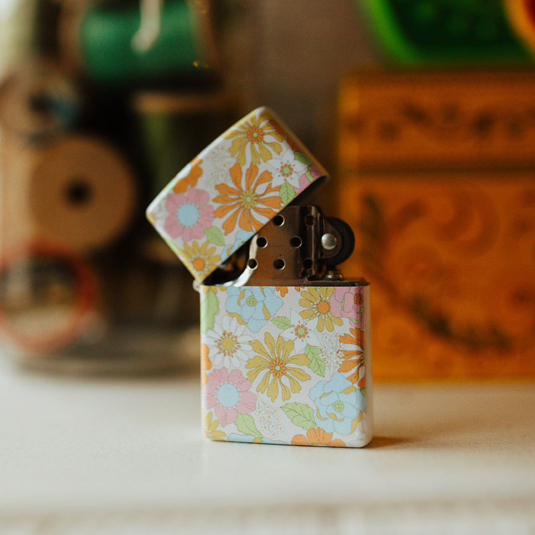 Refillable Lighter, Vintage Floral Pattern