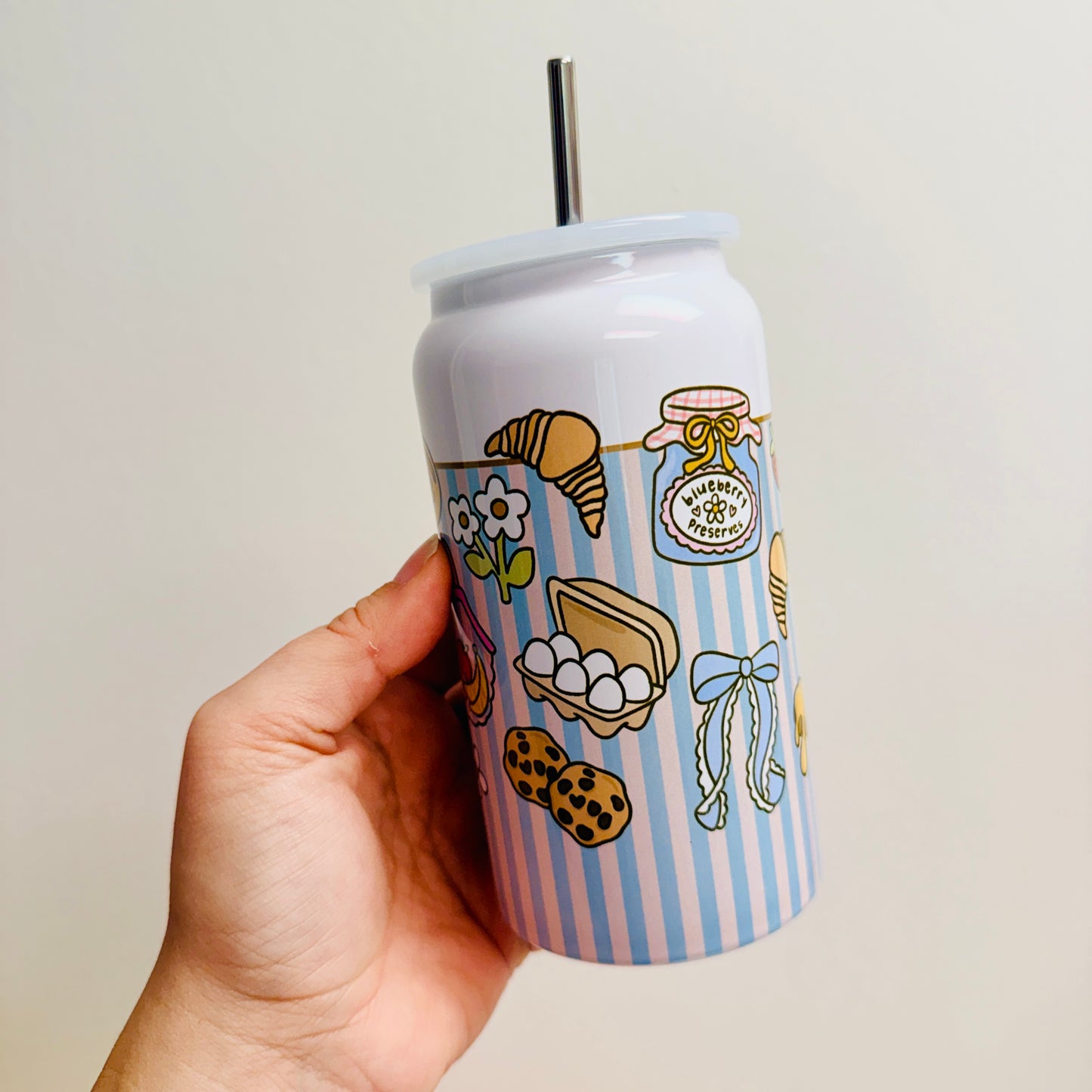 16 oz Stainless Steel Cup, Farmers Market Icons