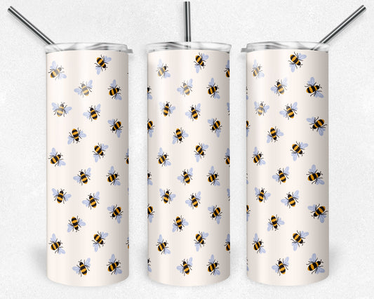 20 oz Skinny Tumbler, Cutesy Bees Pattern