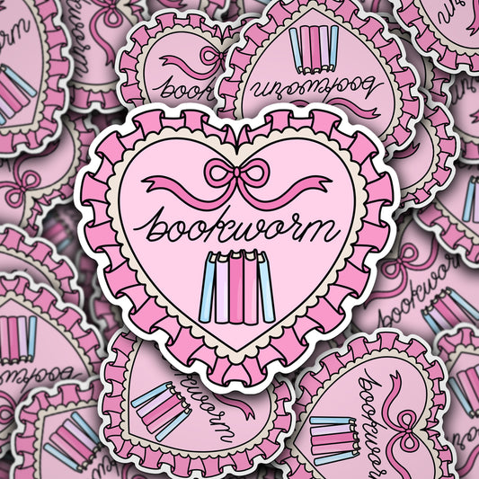 Vinyl Decal Bookworm Heart